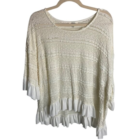 Umgee Size M Cream ivory lace Boho Lace Crochet Ruffle Top Blouse Cottage - Picture 3 of 8